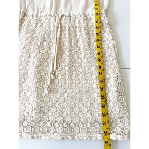 Anthropologie Saturday Sunday Dress XS Cream Crochet French Terry Mini Stretch - Picture 9 of 13